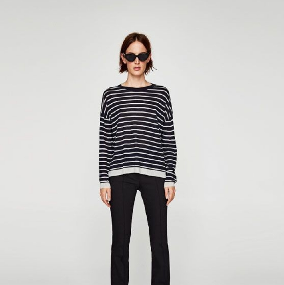 Zara Knit Striped Lightweight Sweater Size Medium